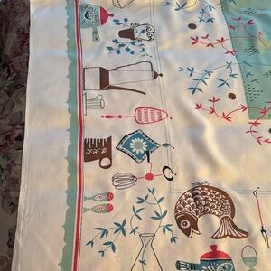 Colorful Kitchen Linen with Fish and Coffee Pot Design
Tablecloth vintage